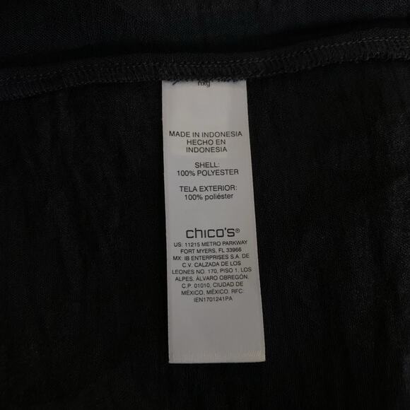 NWT Chico's Top Women's Size 4 (2X) Tropical Clip Jacquard Black Cuffed Sleeve - Picture 4 of 6